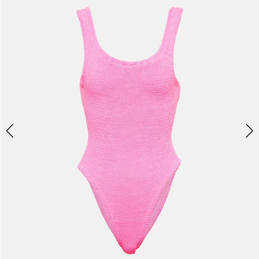 HUNZA G square neck swimsuit in bubblegum pink